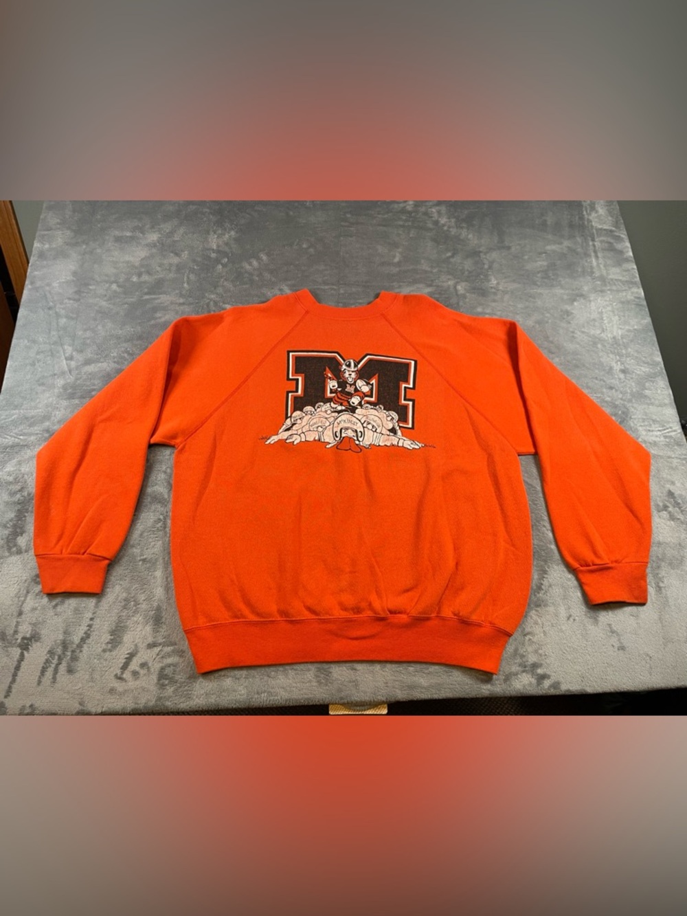 Vintage Massillon Tigers Ohio Football Sweatshirt Tultex Size XL Orange